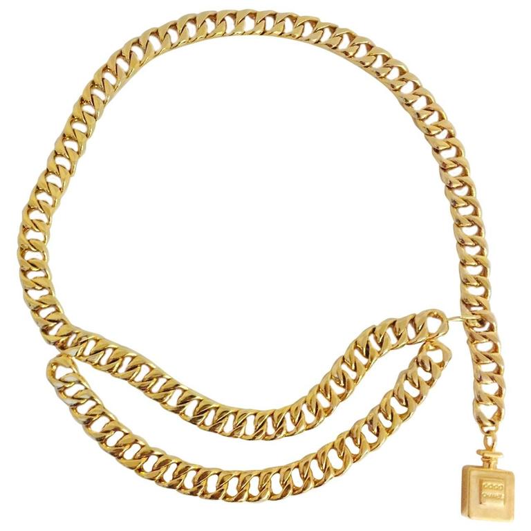 Chanel Vintage Gold Chain Belt with Coco Perfume Bottle – I MISS