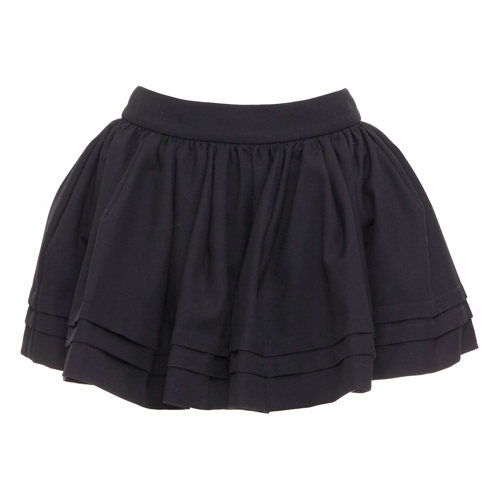 SHUSHU TONG Tuck Edge falda acampanada de tul rígido de seda negra UK6 XS