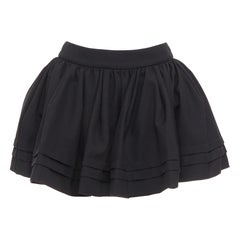 SHUSHU TONG Tuck Edge black wool silk stiff tulle lined flared skirt UK6 XS
