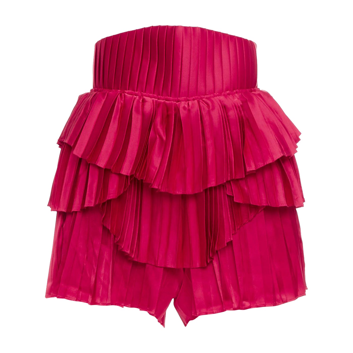 ANDREA IYAMAH Hibi pantaloncini in raso rosso con lacci e corsetto plissettato XS