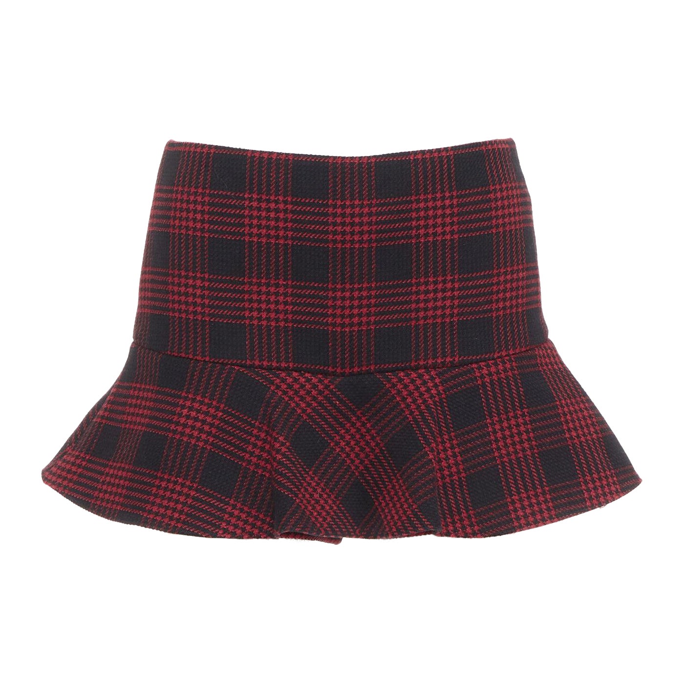 RED VALENTINO mini skort svasato a quadri in pied-de-poule rosso nero IT38 XS in vendita