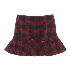 RED VALENTINO red black houndstooth checked flared mini skort IT38 XS