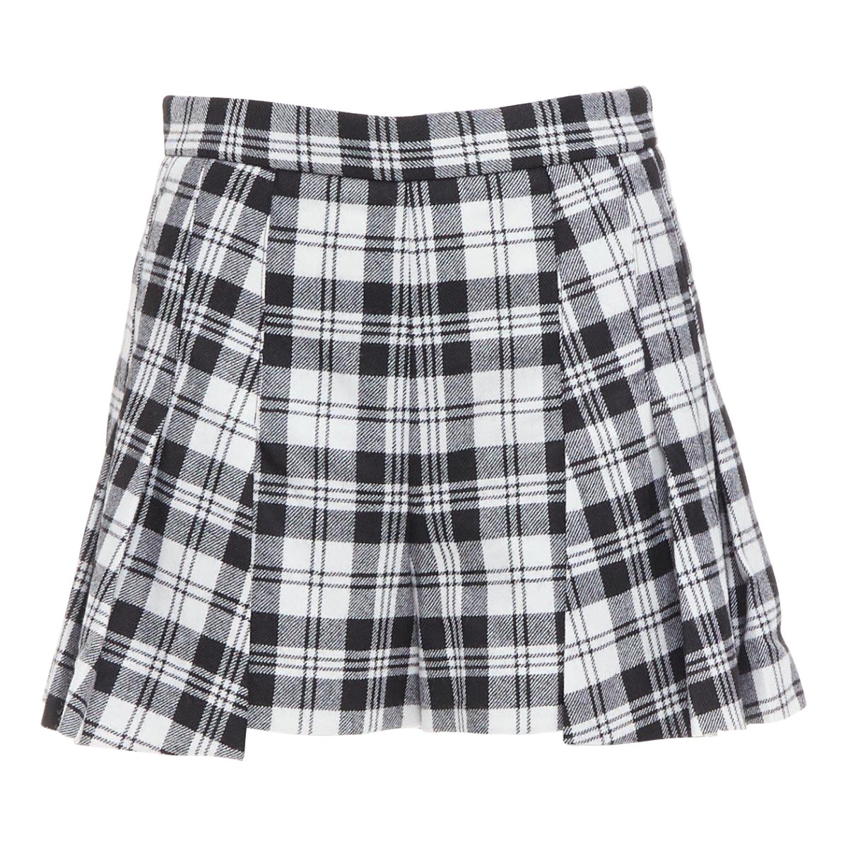 RED VALENTINO schwarz grau 100% Schurwolle Schottenkaro Mini-Skort IT38 XS
