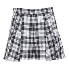 RED VALENTINO black grey 100% virgin wool checked tartan mini skort IT38 XS