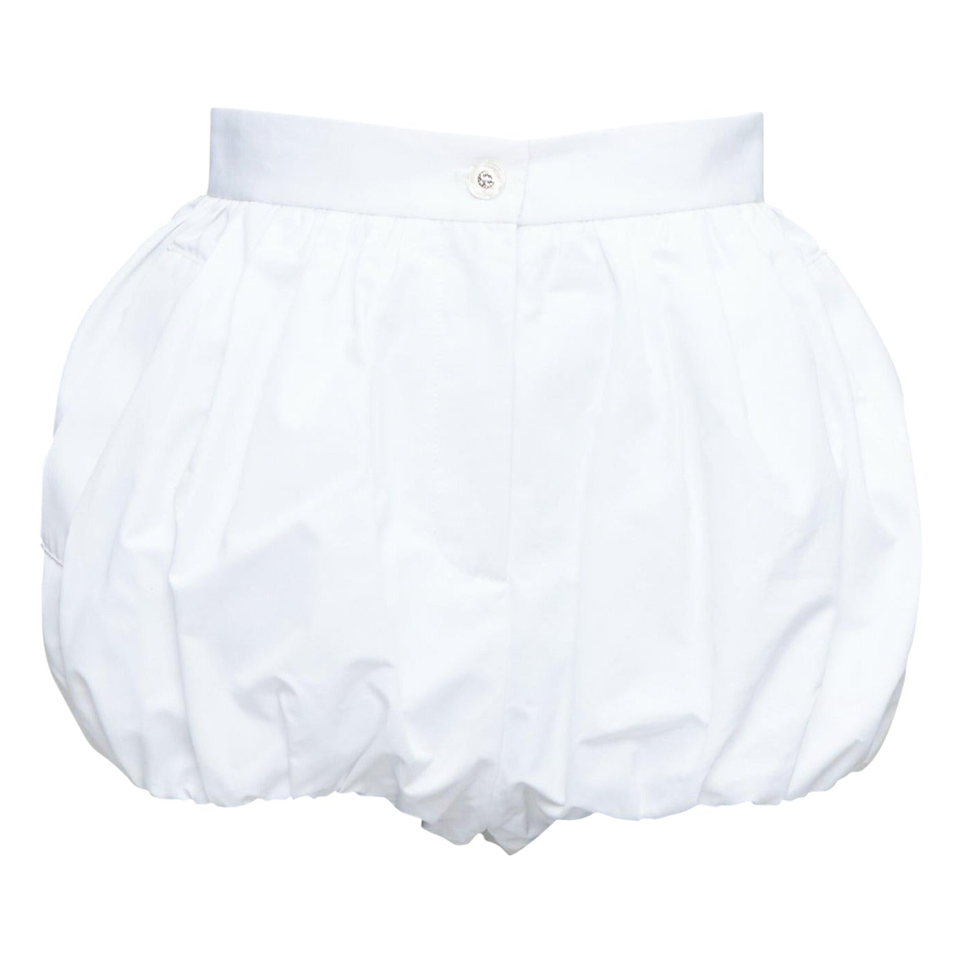 DOLCE GABBANA 2025 pantaloncini a vita alta in cotone bianco con bolle di sapone IT38 XS in vendita