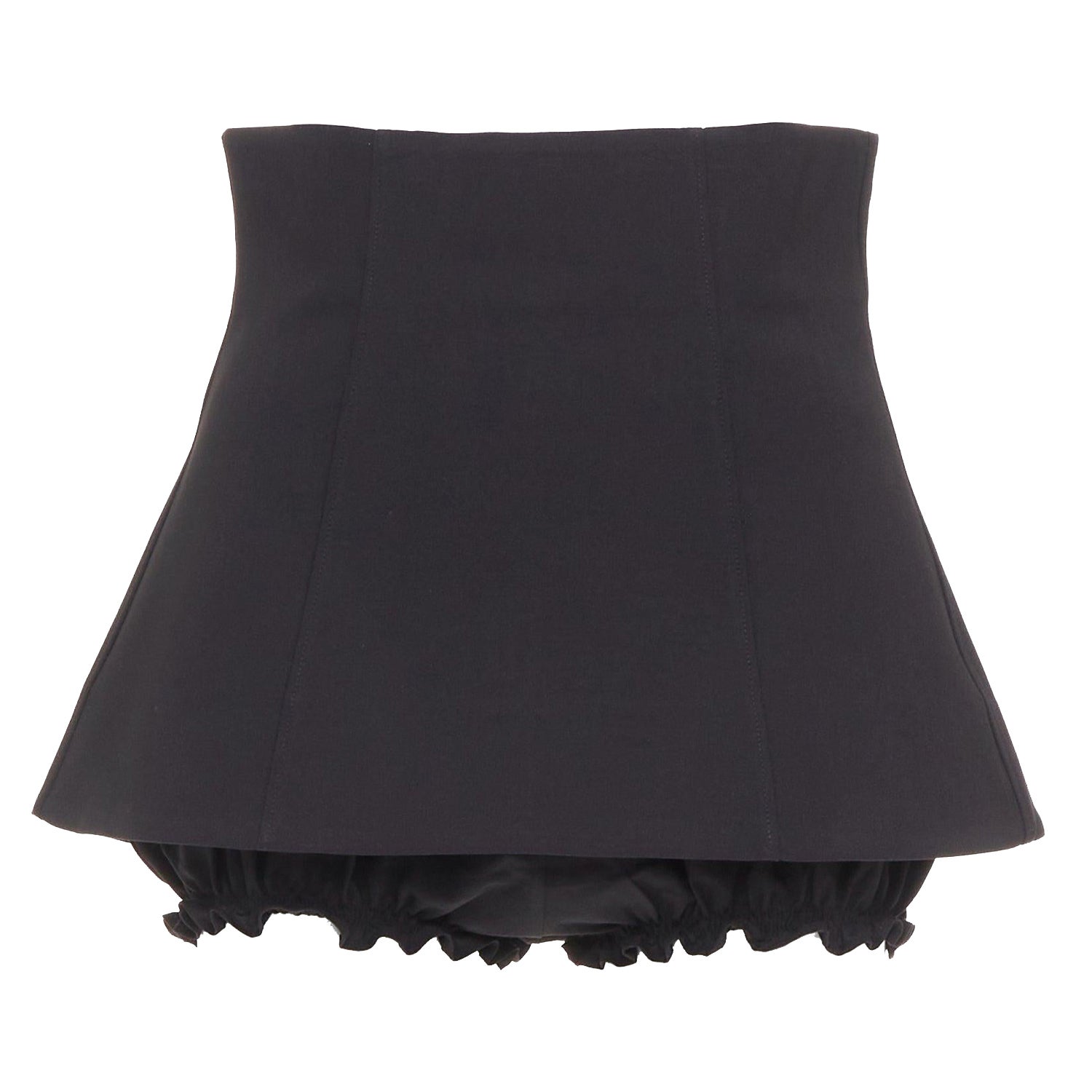 SHUSHU TONG Mini Culottes nero a vita alta con volant a strati, gonna corta UK8 S
