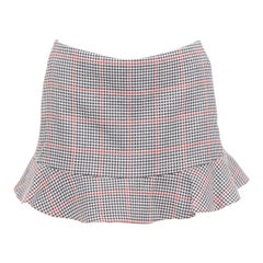 RED VALENTINO red black houndstooth check print flare mini skort IT36 XXS