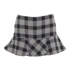 RED VALENTINO black grey houndstooth check print frill mini skort IT38 XS