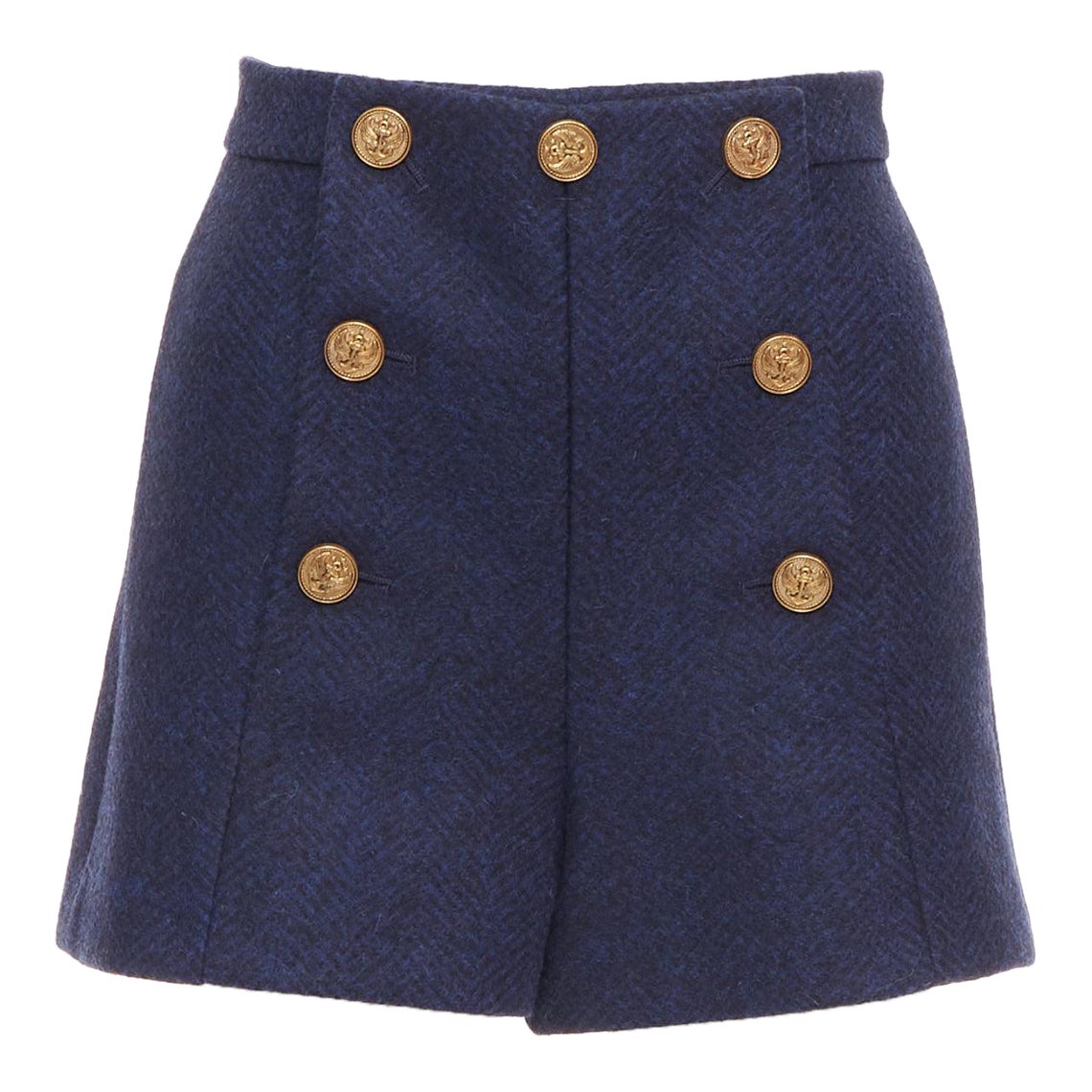 RED VALENTINO navy Schurwolle nautisch gold Knopf hohe Taille Shorts IT36 XXS