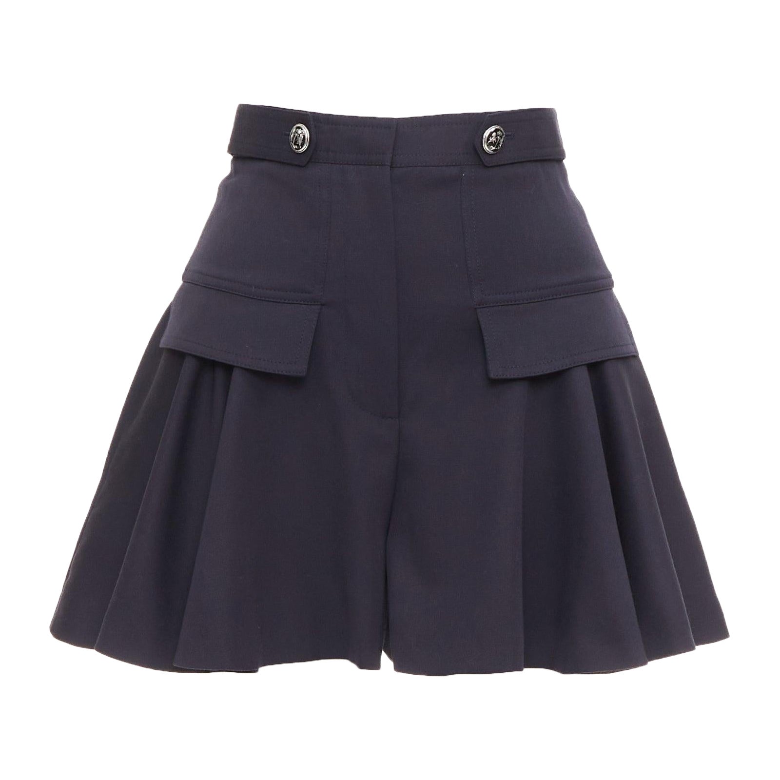 ALEXANDER MCQUEEN 2018 Cargo Schurwolle Seide gefüttert Knopfseite Skorts IT36 XXS