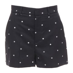 RED VALENTINO black white star intarsia wool blend mini shorts IT38 XS