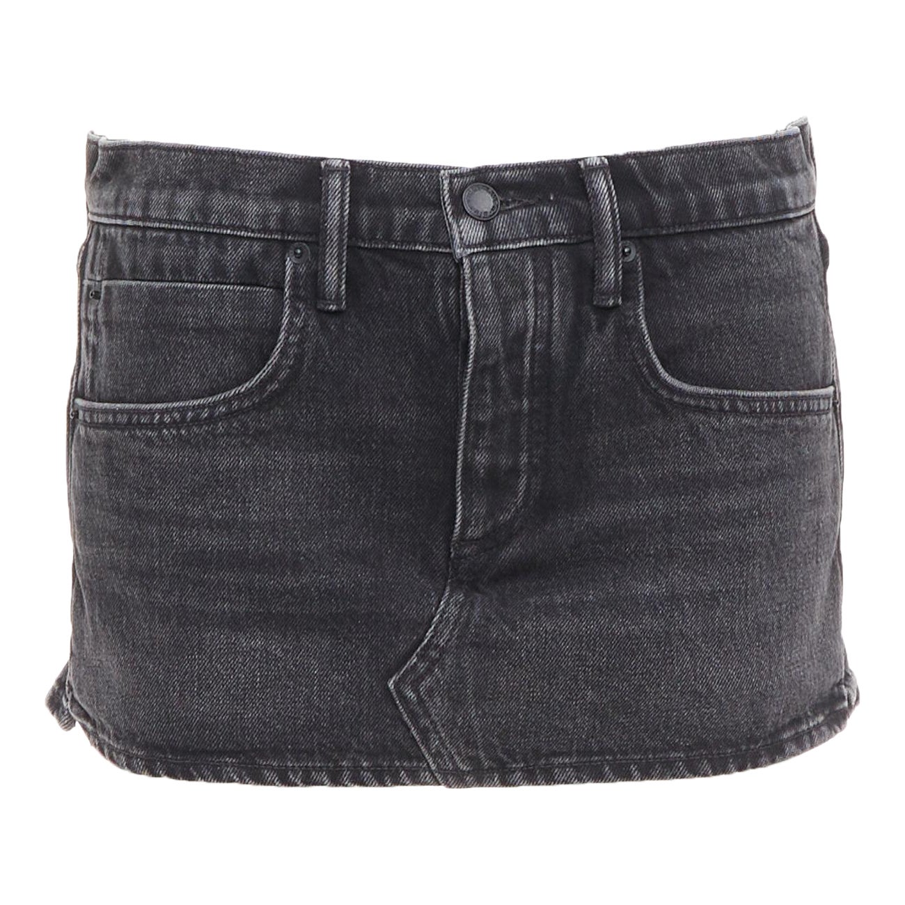 Alexander Wang, mini skort a vita media in denim lavato grigio, 25". in vendita