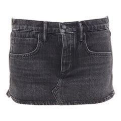 ALEXANDER WANG grey washed denim mid waist mini skort 25"