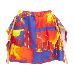 LOUIS VUITTON Salk Institute linen lambskin trim pocket mini skirt FR34 XS
