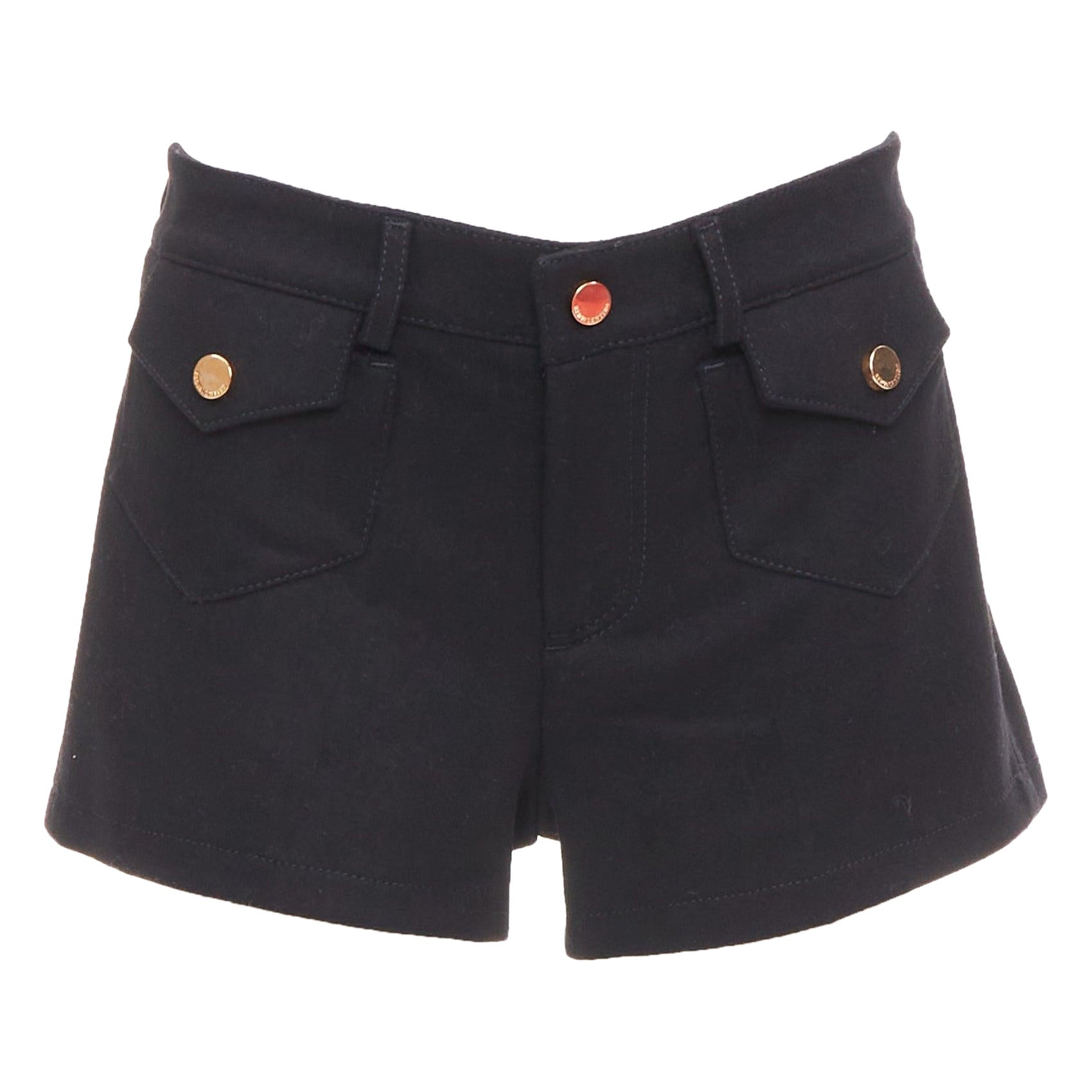 RED VALENTINO mini pantaloncini in misto lana nera con bottoni dorati IT38 XS