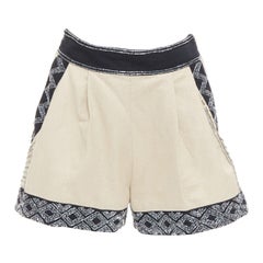 TWINSET Limited Edition gold linen cotton blend embellished wide shorts IT38 XS
