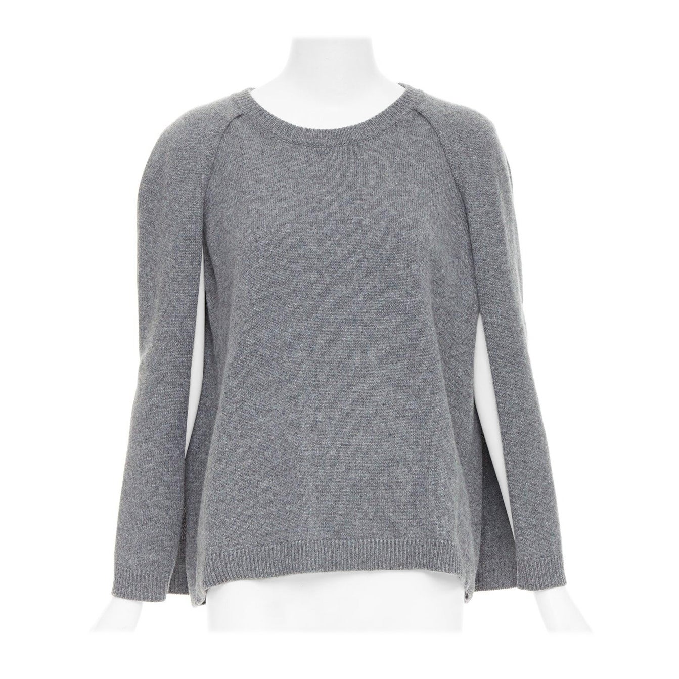 Valentino 100% cachemire, maglione grigio con mantello posteriore L.L.A. in vendita