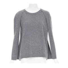 VALENTINO 100% cashmere grey cape back pullover sweater L