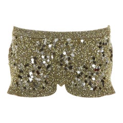 GUCCI De Sarto 2024 green sequin paillette boucle knitted mini shorts S