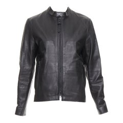 COACH Racer black cow leather zip up racing jacket US0 XS