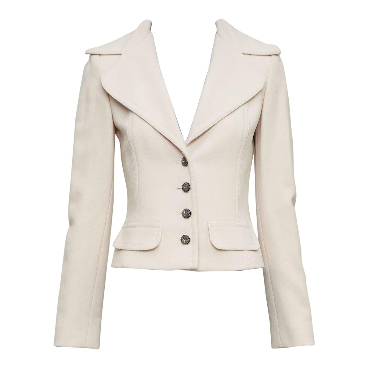 DOLCE GABBANA blazer con collo a tulipano in lana vergine color crema IT36 XXS in vendita