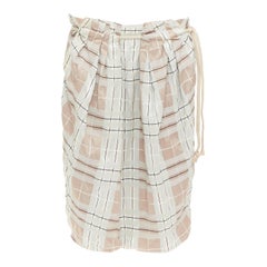 MARNI light green khaki checked rope tie waist drop waist skirt IT38 XS