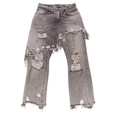 R13 gonna asimmetrica a strati con lavaggio stone distressed grigio XS