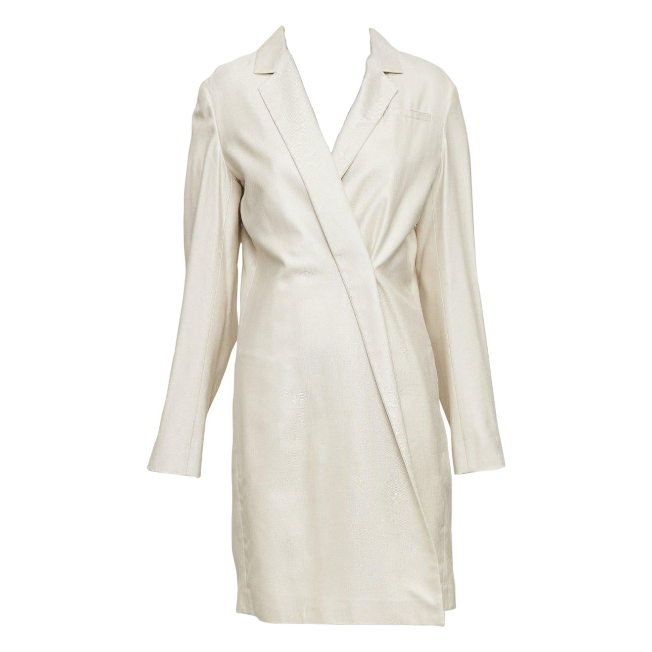 JIL SANDER - Manteau long asymétrique en soie mélangée crème FR38 M en vente