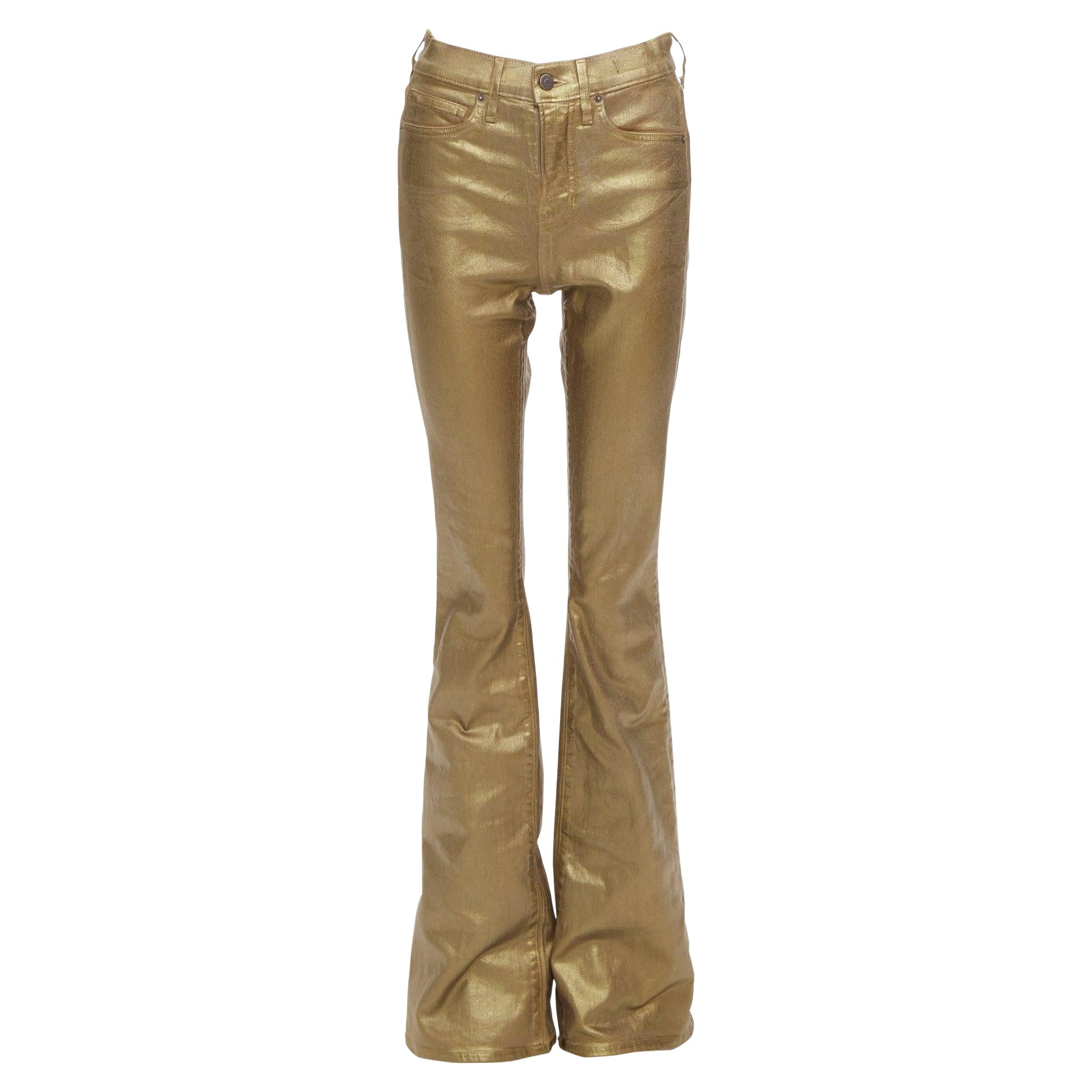 VERONICA BEARD Beverley Skinny Flare goldbeschichtete Schlagjeans aus Baumwolle 24"