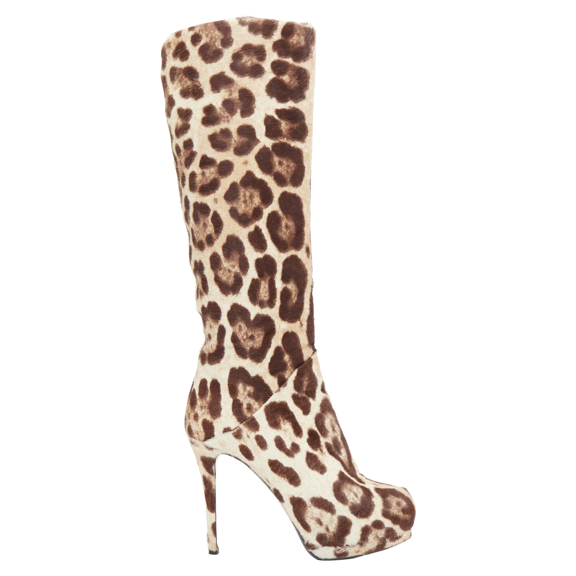 GIUSEPPE ZANOTTI bottes à talon haut imprimé léopard nude marron EU36.5 en vente