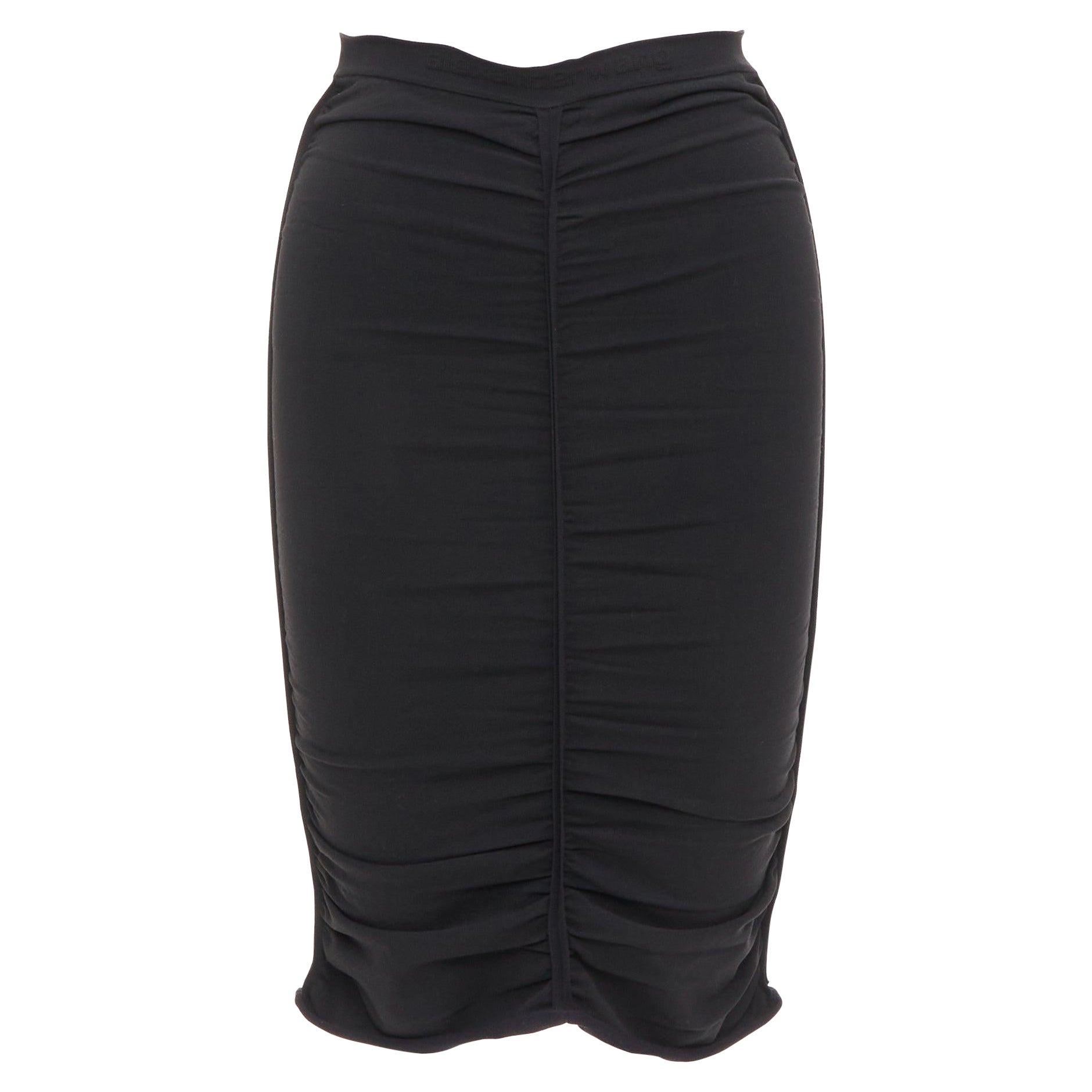 ALEXANDER WANG black ruched gathered high waisted pencil skirt S
