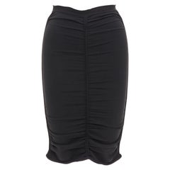 ALEXANDER WANG black ruched gathered high waisted pencil skirt S