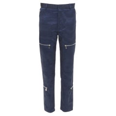 DIOR HOMME navy silver zipper carpenter pocket straight leg cargo pants FR44 XS