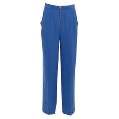 Vecchi Celine Phoebe Philo pantaloni affusolati con mezza zip in seta blu FR34 XS