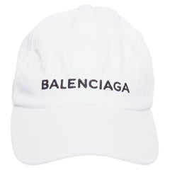 BALENCIAGA white cotton black embroidered logo baseball cap L