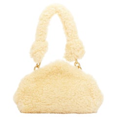 BOTTEGA VENETA Sherpa Teddy Gold shearling fur chain underarm shoulder bag