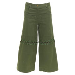 Rosie Assoulin pantaloni culotte al ginocchio in pizzo verde intrecciato US2 S