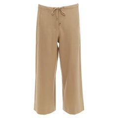 MAX MARA ' camel mezcla de lana virgen cintura con cordón pantalón cropped de pernera ancha 32"