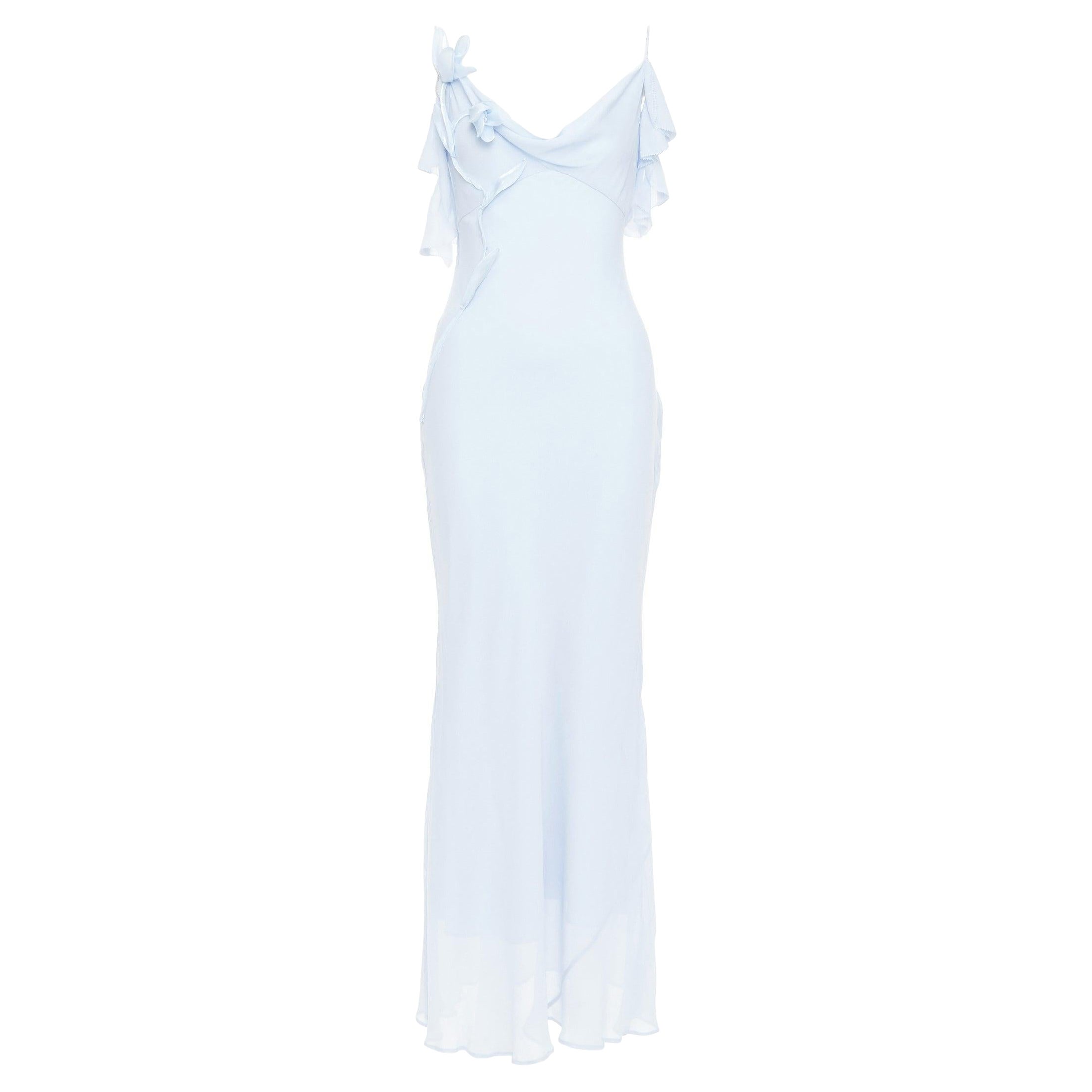 Self-Portrait Georgette Flower bleu poudre robe midi déesse embellie UK6 XS