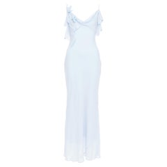 SELF PORTRAIT Georgette Flower powder blue embellished goddess midi dress UK6 XS
