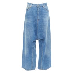 MAISON MARGIELA MM6 Dropped Crotch blue washed denim cropped jeans FR36 S