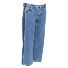 BALENCIAGA blau gewaschene Kontrastseitenjeans mit niedriger Taille und weitem Schnitt FR36 S