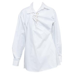 KIMHEKIM Tonight Venus gathered pearl buttons asymmetric oversized shirt FR36 S