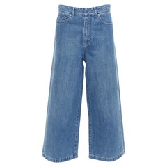 CHRISTIAN DIOR blue washed darted pockets wide mid waist cropped jeans