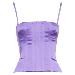 DOLCE GABBANA purple satin boned fitted spaghetti strap corset top IT40 S