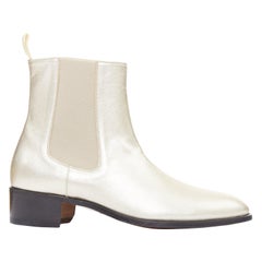 Tom FORD métallisé or clair cuir cubain talons Chelsea bottines UK9 EU43