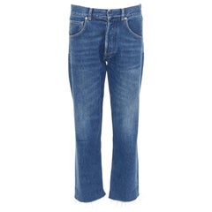 CHRISTIAN DIOR azul lavado bolsillos con pinzas dobladillo deshilachado vaqueros anchos cropped FR32 XXS