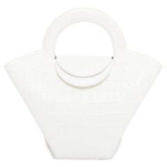 BOTTEGA VENETA borsa in pelle bianca goffrata a scaglie con manico superiore