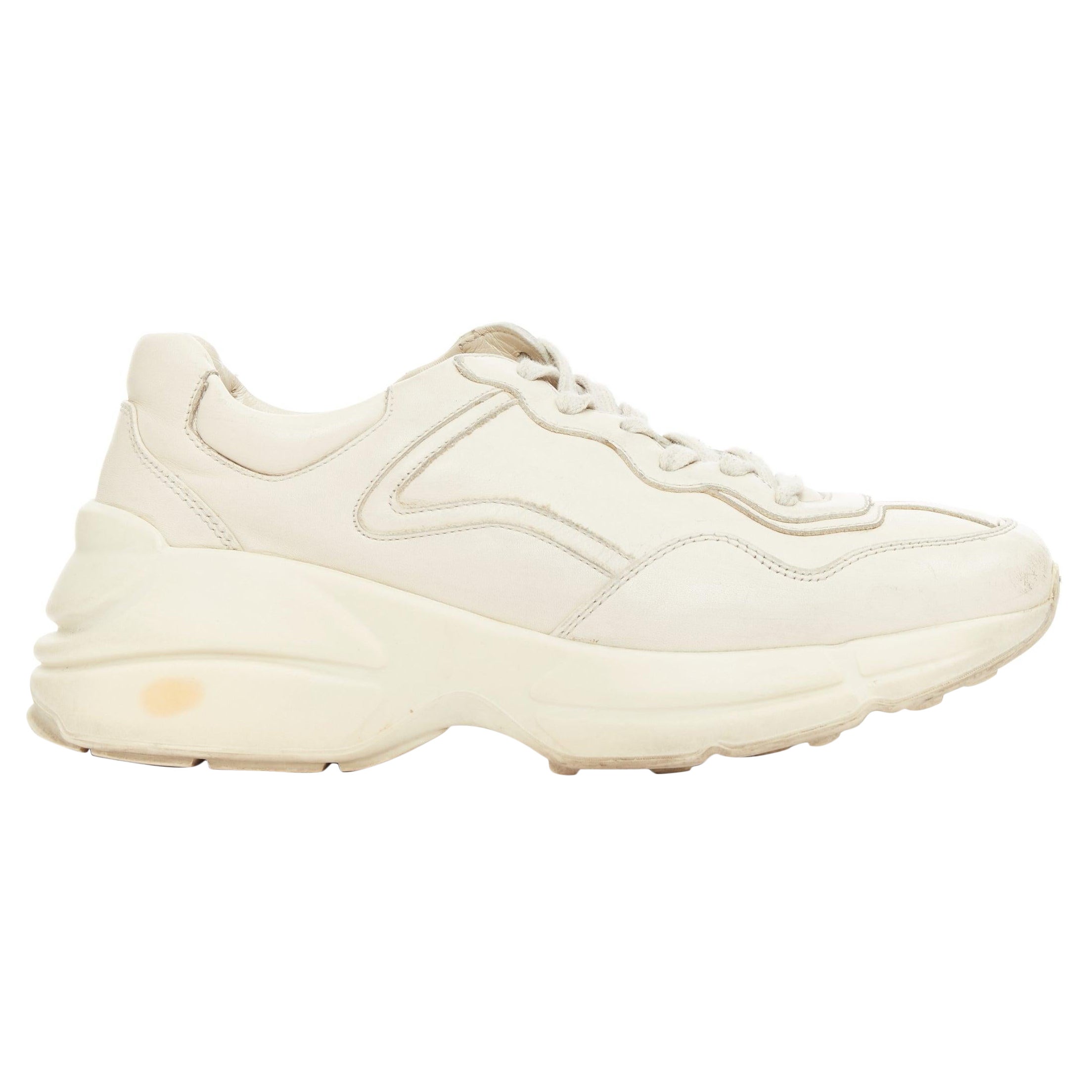 GUCCI Alessandro Michele Rhyton cream leather lace up chunky dad sneakers EU37