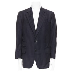 TOM FORD Windsor blazer noir à poches à rabat en laine et soie IT50 L